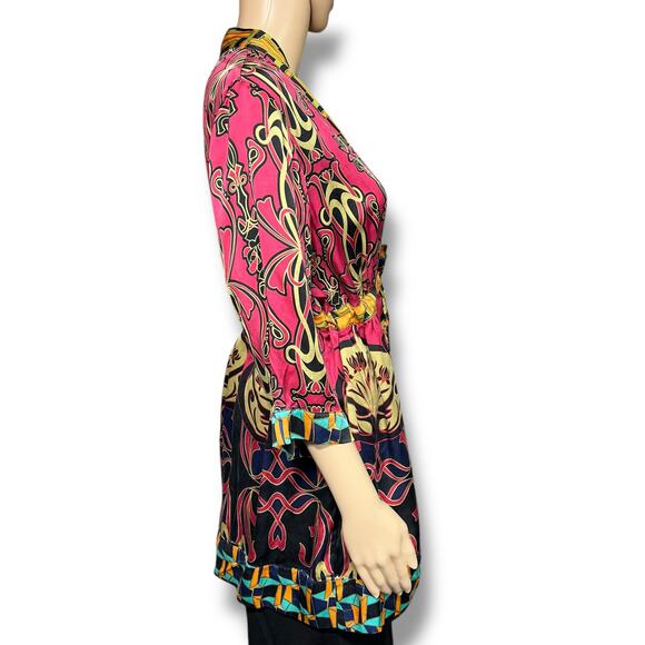 CAbi Womens Chelsea Erte Silk Kimono Tunic Top Blouse Shirt Tie Waist Large - Picture 5 of 11